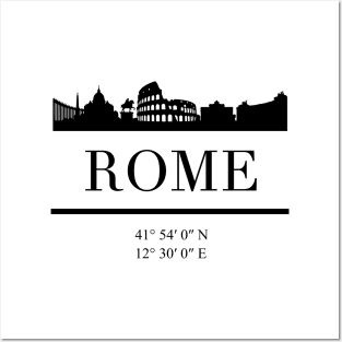 ROME ITALY BLACK SILHOUETTE SKYLINE ART Posters and Art